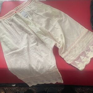 Free People Bloomers Cream/dot Lace Trim  & rose NWT